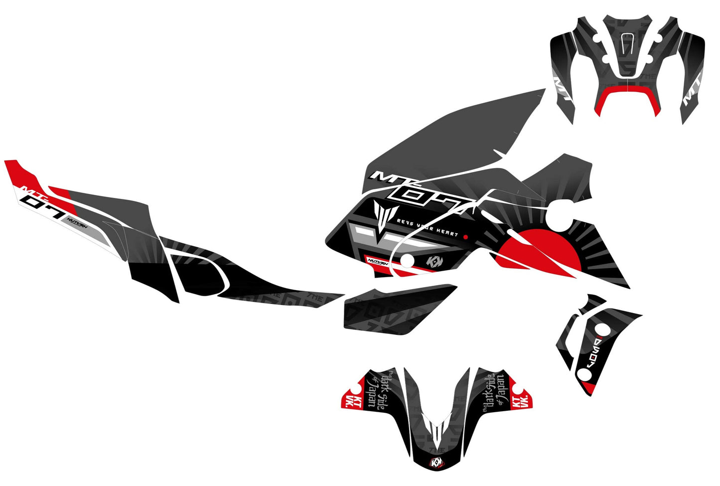 Yamaha MT 07 Rising Sun Graphics Kit | Black