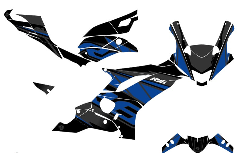 Yamaha R6 Black & Blue Graphics Kit